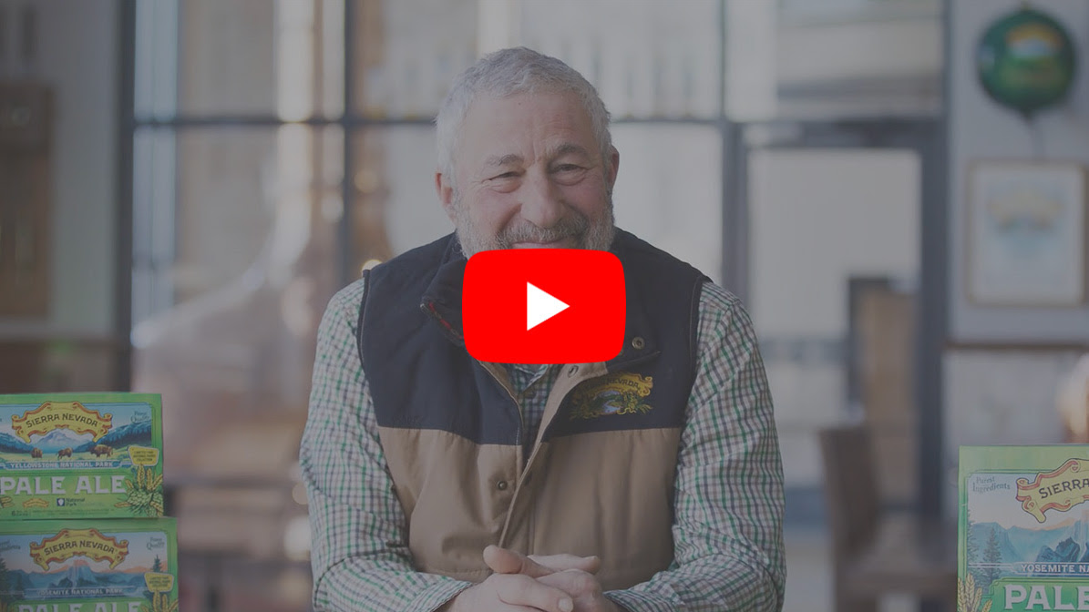 A YouTube video thumbnail of a smiling Sierra Nevada founder Ken Grossman A YouTube video thumbnail of a smiling Sierra Nevada founder Ken Grossman