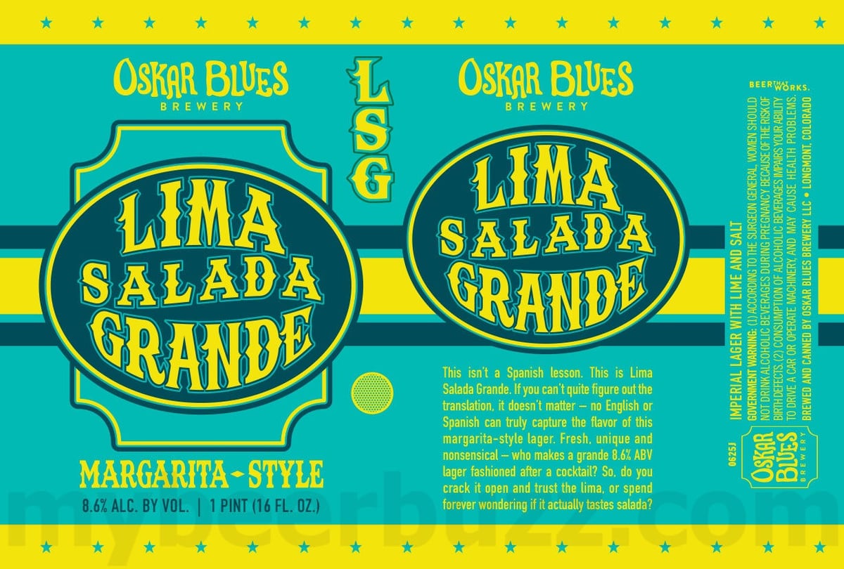 Oskar Blues Adding Lima Salada Grande Imperial Lager Oskar Blues Adding Lima Salada Grande Imperial Lager
