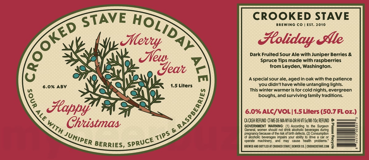 Crooked Stave Working On Merry New Year Happy Christmas Holiday Ale 1.5 Liter Bottles Crooked Stave Working On Merry New Year Happy Christmas Holiday Ale 1.5 Liter Bottles