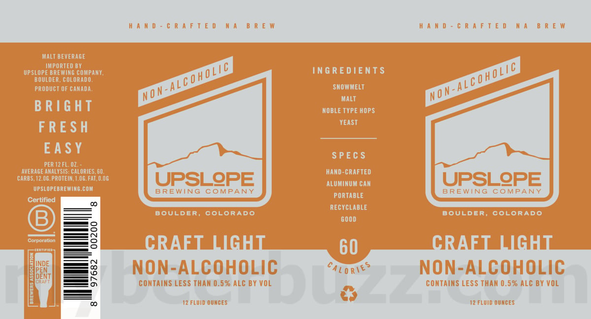 Upslope Adding Craft Light Non-Alcoholic Ale Upslope Adding Craft Light Non-Alcoholic Ale