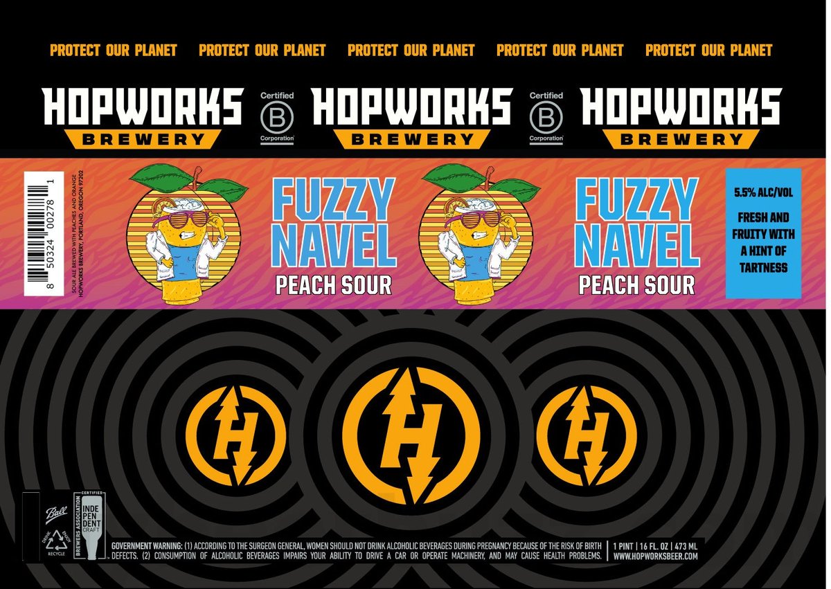 Hopworks Adding Fuzzy Navel Peach Sour Ale Cans Hopworks Adding Fuzzy Navel Peach Sour Ale Cans