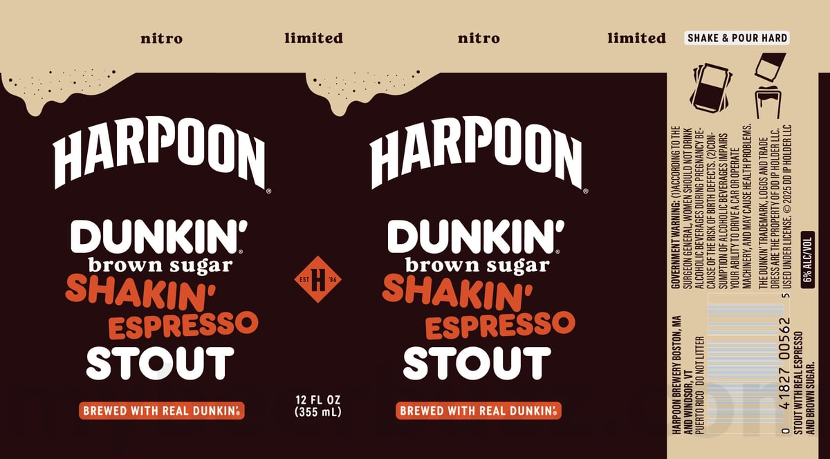 Harpoon & Dunkin’ Collaborate On Brown Sugar Shakin’ Espresso Stout Cans Harpoon & Dunkin’ Collaborate On Brown Sugar Shakin’ Espresso Stout Cans