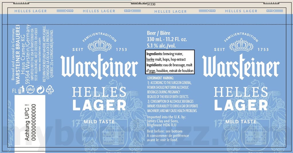 2025 Warsteiner Helles lager 11.2oz Cans