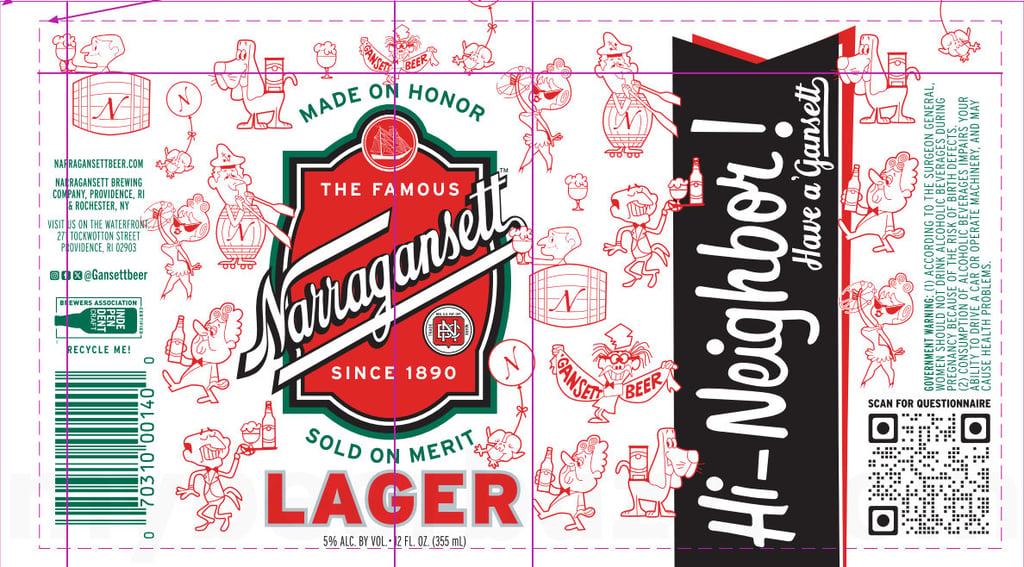 Narragansett Lager - Bottles & Cans / America's 250th / 1975 Limited Edition Can 7 Narragansett Lager beer label design