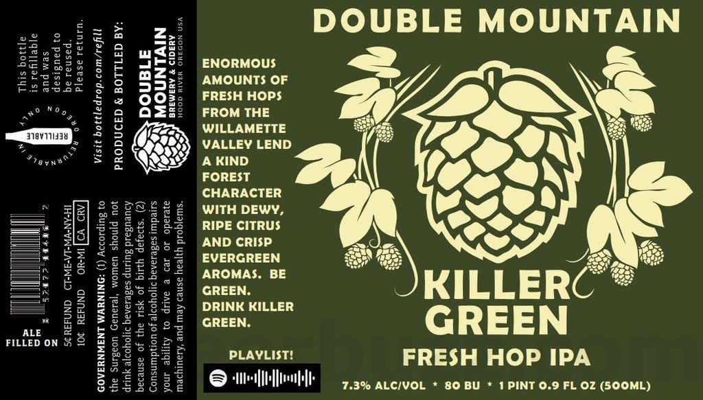 2025 Double Mountain Killer Green 500ml Bottles.