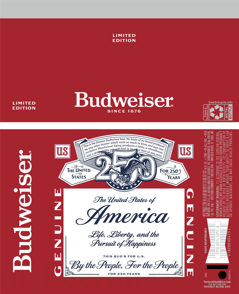 2026 Budweiser 250th USA Anniversary 16-oz Cans