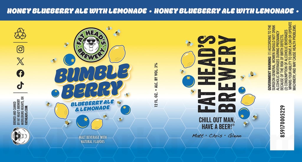 2026 Fat Head's Bumble Berry Honey Blueberry Ale & Lemonade 12-oz Cans