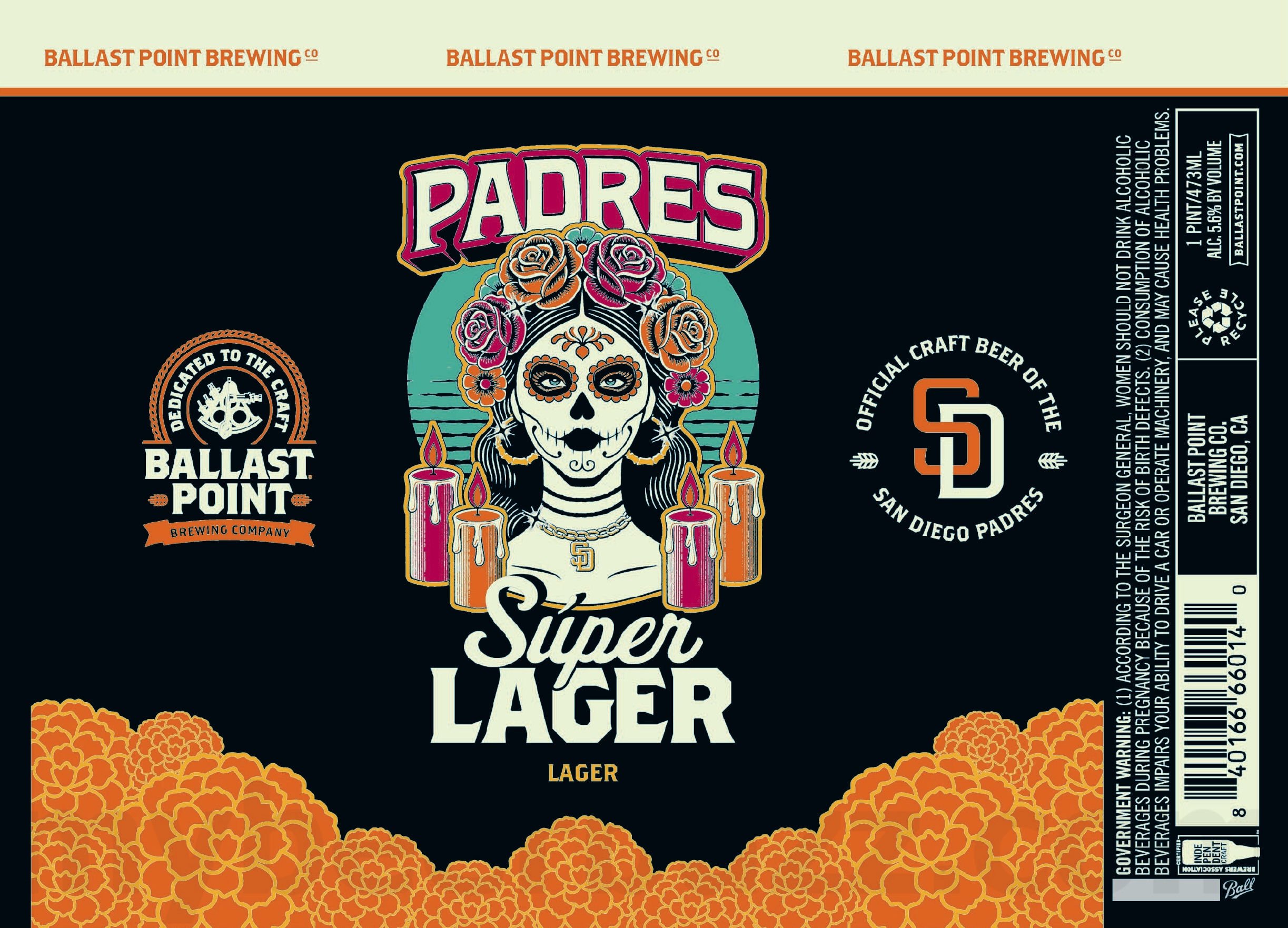 Ballast Point Adding Swingin’ Friar Ale For San Diego Padres Baseball / Padres Super Lager 10 2026 Ballas POint Padres Super Lager 16-oz Cans