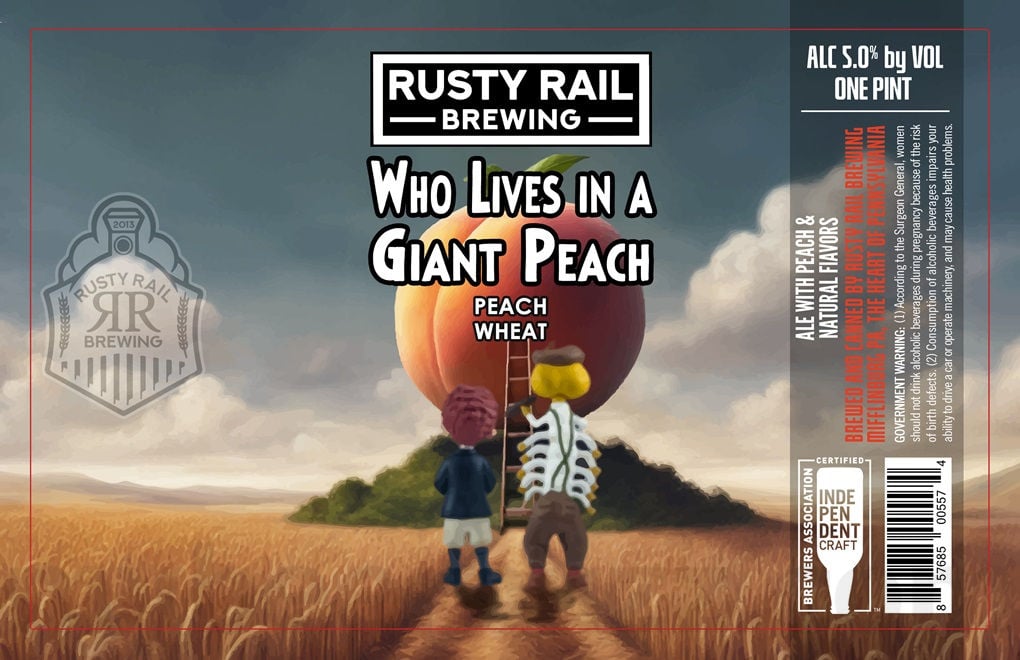 2025 Rusty Rail Brewing Who Lives In A Giant Peach 16oz Cans.