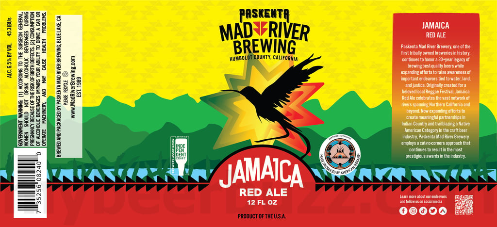 2025 Mad River Brewing Jamaica Red 12oz cans.