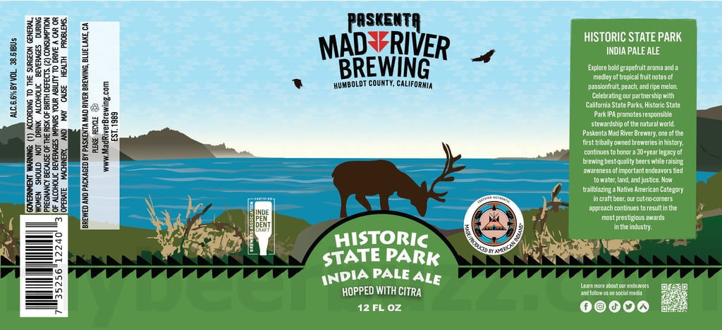 2025 Mad RIver Brewing Historic State Park IPA 12oz cans.