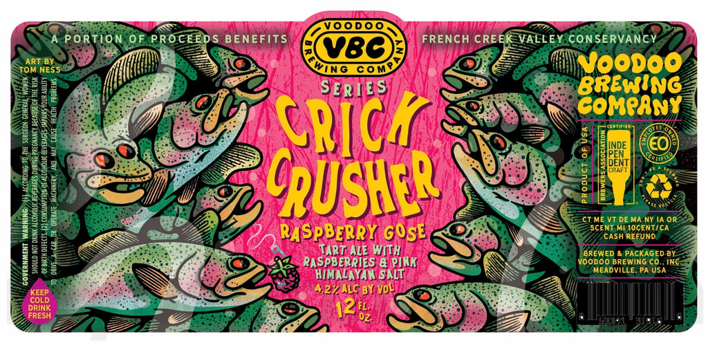 2025 Voodoo brewing 2025 Crick Crusher raspberry gose 12oz Cans.