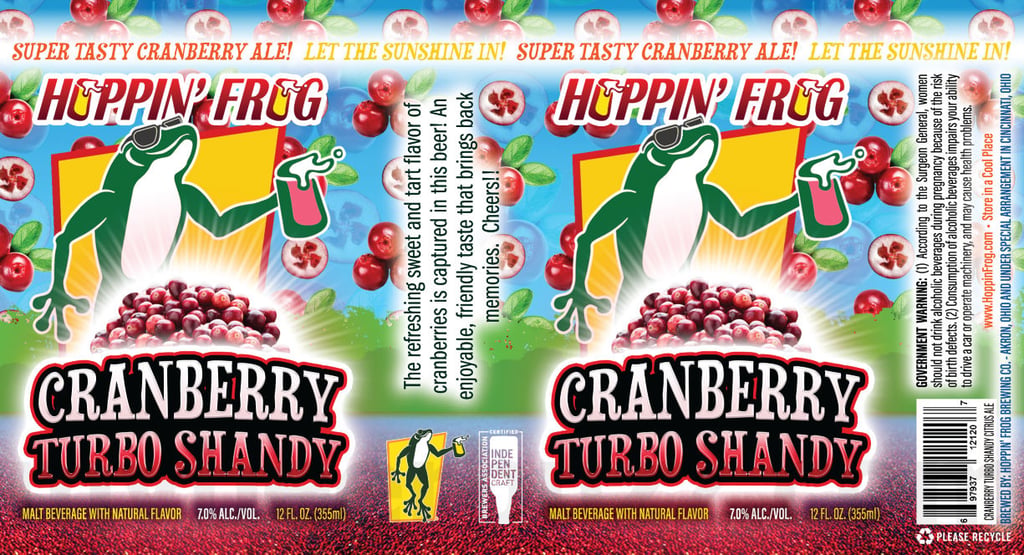 2025 Hoppin' Frog Cranberry Turbo Shandy 12oz Cans.