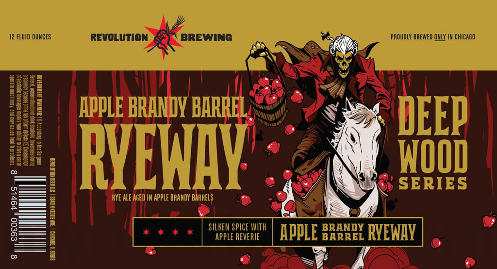 2025 Revolution Brewing Apple Brandy Barrel Ryeway Cans.