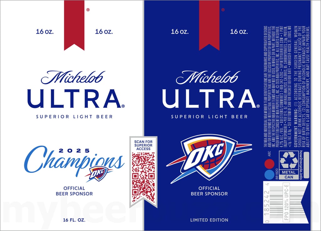 2025 Michelob Ultra Champions OKC 16oz Cans