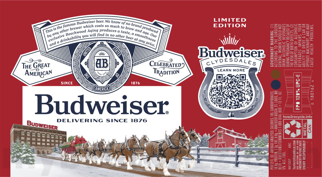 2025 Budweiser Clydesdales Limited Edition 12oz Cans.