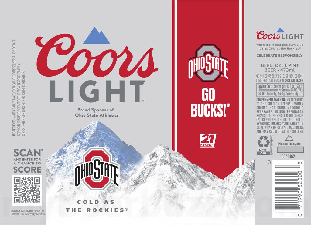 2026 Coors Light Ohio State 16-oz Cans