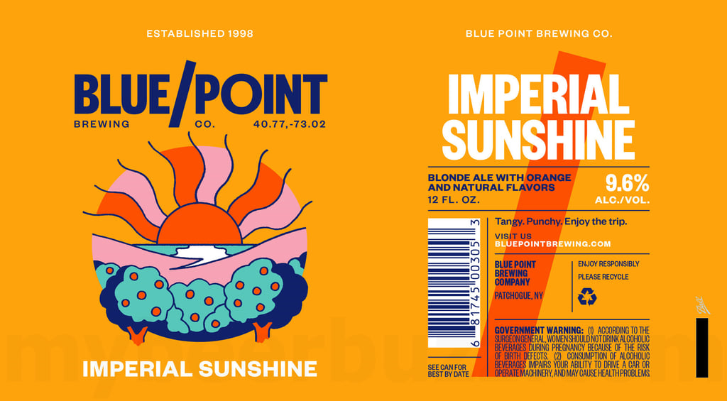 Blue Point Adding Imperial Sunshine, Spectral Haze, Abstractions, Barrel Aged Coquito Stout, Anytime Sunshine & Evergreen Magic / Macaroon Delight / Rainbow Cookie Porter / Legalize Wheat / Coffee Cake / Coffee Crumb Cake Stout / Lemon Love Letter / Anytime Sunshine / Rainbow Italian Ice / Apple Crumb Pie Sour / Peach Half & Half / Summer Ale / Coffee Big Mother Pumpkin / Ancho Chocolate Stout / Tesselation / Hoptical Illusion / Bananas Foster French Toast / Hoptical Haze / Neopolitan Ice Cream Stout Anytime Sunshine / Day Sesh / Legalize Wheat / Ultraviolet Waves / Lessing’s Local / Sunsetter DIPA / Forest Hills Stadium Centennial Golden Ale / Gov Ball Summer Ale / Mother Pumpkin Ale / Rosé Sour / Coconut Caramel Chip / Double Hoptical / Blueberry Ale / Easy Lager / Blitz Beer 17 2026 Blue Point Imperial Sunshine 12-oz Cans