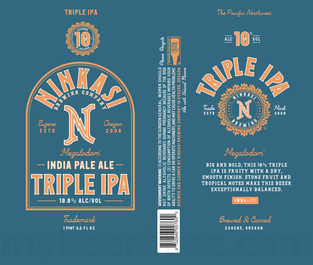 Ninkasi Updating Prismatic, Steady Orbit, Total Domination, Lager, Megladom, Velocihoptor, Maiden The Shade & Tricerahops Cans 8 2026 Ninkasi Megladom 19.2-oz Cans
