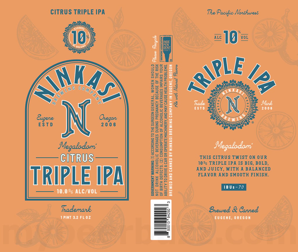 Ninkasi Updating Prismatic, Steady Orbit, Total Domination, Lager, Megladom, Velocihoptor, Maiden The Shade & Tricerahops Cans 7 2026 Ninkasi Megladom Citrus 19.2-oz Cans