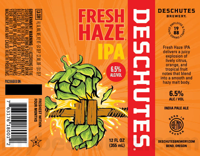 2025 Deschutes Fresh Haze IPA 12oz cans.