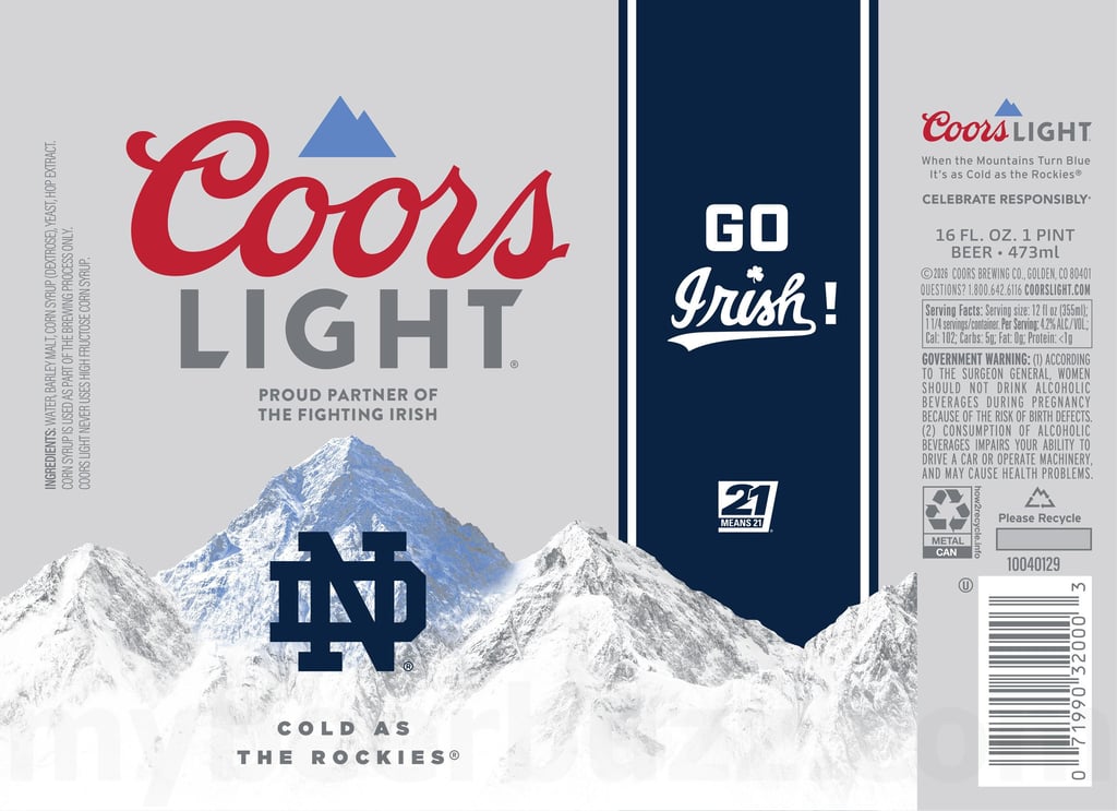 2026 Coors Light Go Irish Notre Dame 16-oz Cans