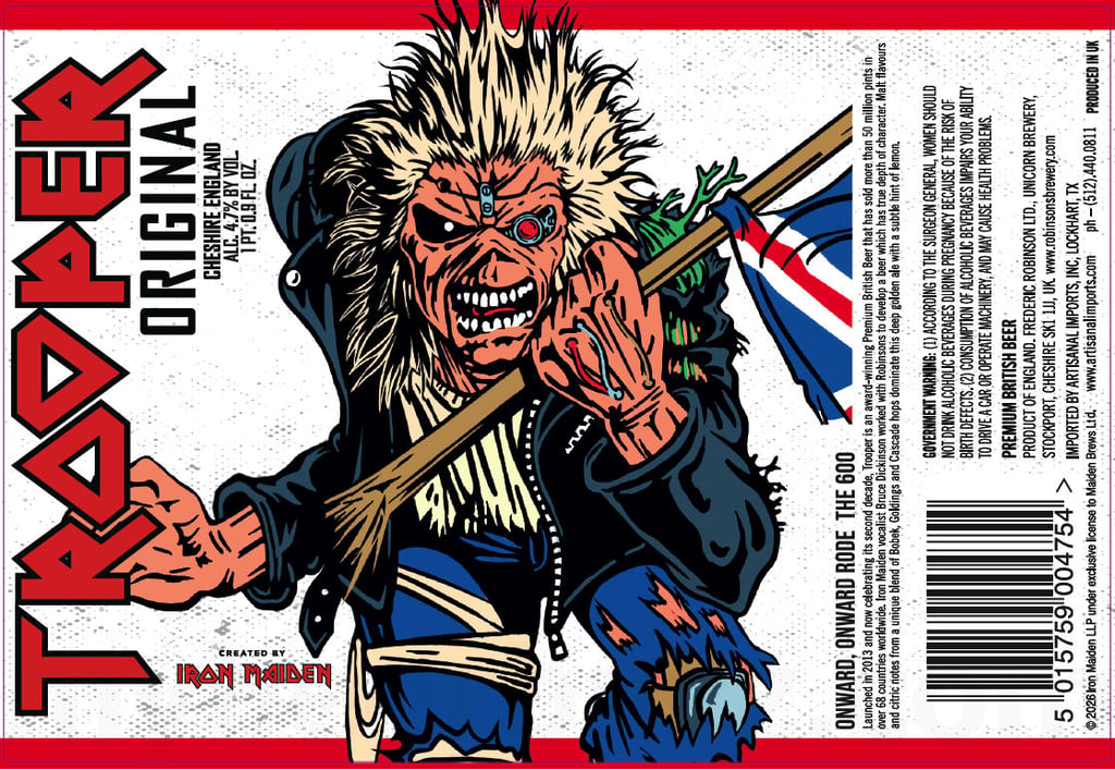 Iron Maiden & Robinsons Brewery Adding Trooper Sun And Steel Senjutsu / Fear Of The Dark / Trooper Original 8 2026 Trooper Original 16.9-oz Bottles