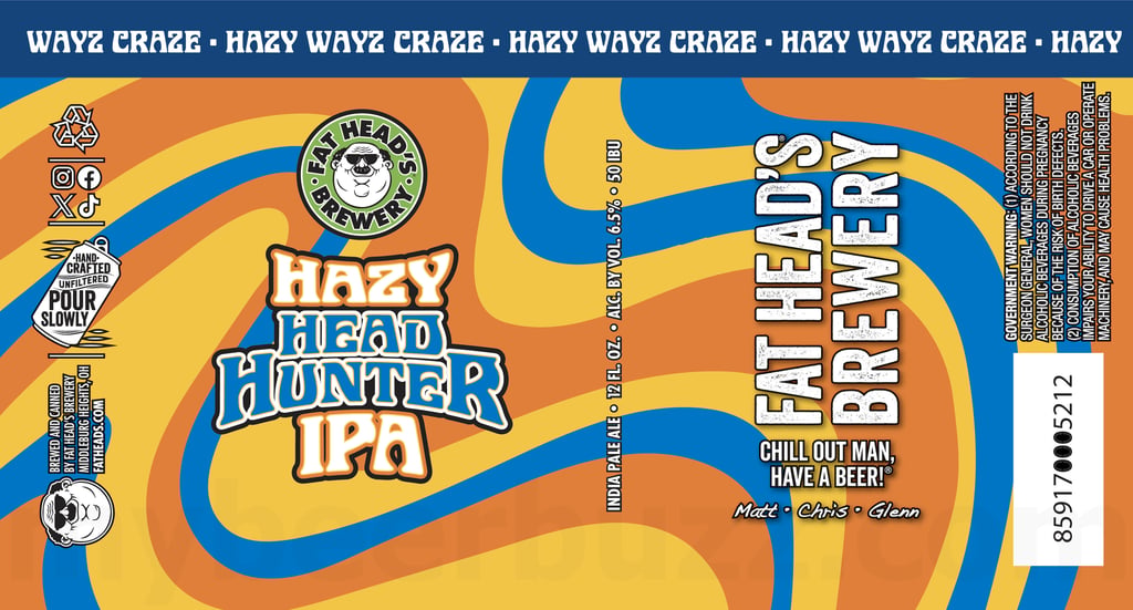 2025 Fat Head's Hazy Head Hunter IPA 12oz Cans