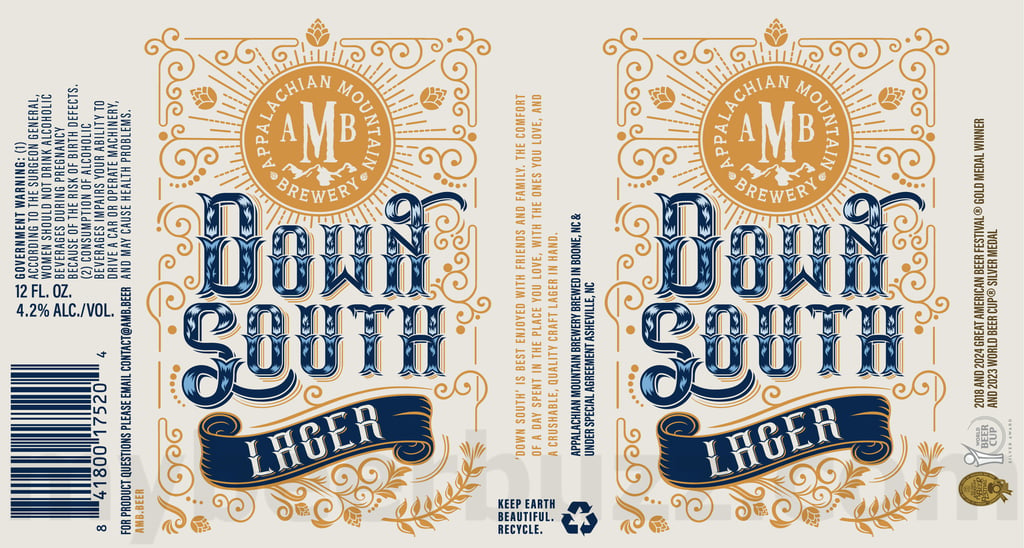 2025 Appalachian Mountain Brewery Down South Lager 12oz cans