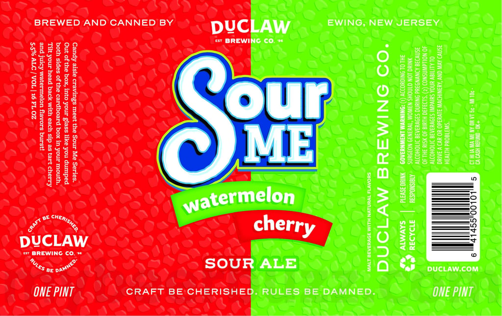 2025 DuClaw Sour Me Watermelon Cherry 16oz Cans.