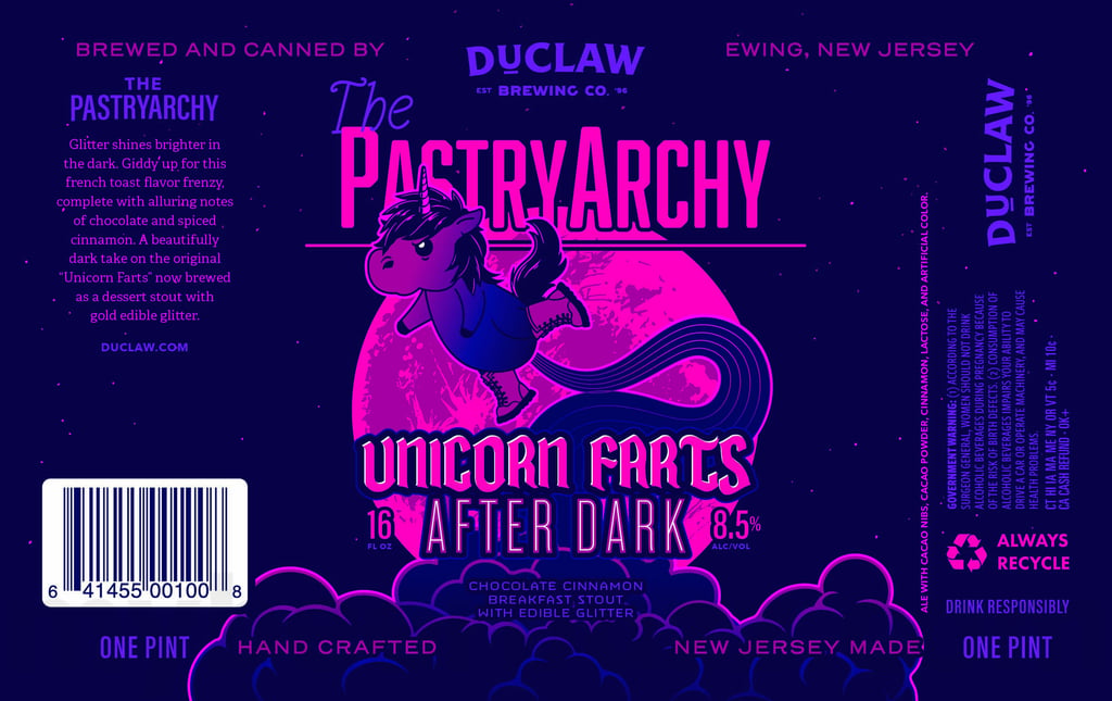 2025 DuClaw The PastryArchy Unicorn Farts After Dark 17oz Cans.
