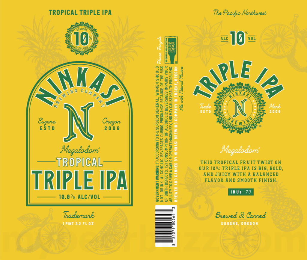 Ninkasi Adding More Retro Cans: Eclipsosaurus, Hazematic, New Legends, Mastodon, Meglodom, Prismatic, Trailhead, Tricerahops, Dawn Of The Red, Total Domination, Gold, Hazy IPA, Pale Ale, Oatis, Sleigh’r and Classic & Bright 10 2026 Ninkasi Meglodom 19.2-oz Cans