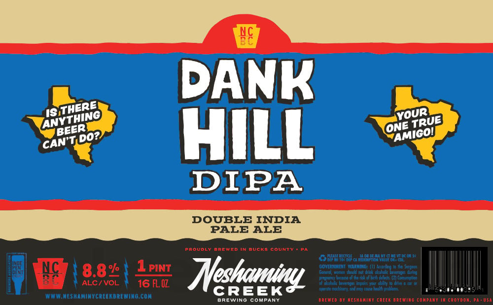 2025 Neshaminy Creek brewing Dank Hill DIPA 16oz cans.