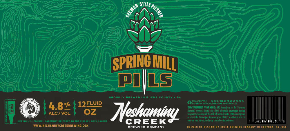2025 Neshaminy Creek Brewing Spring Mill Pils 16oz cans.