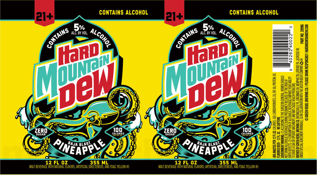 2026 Hard Mountain Dew Baja Blast Pinmeapple 12-oz Cans