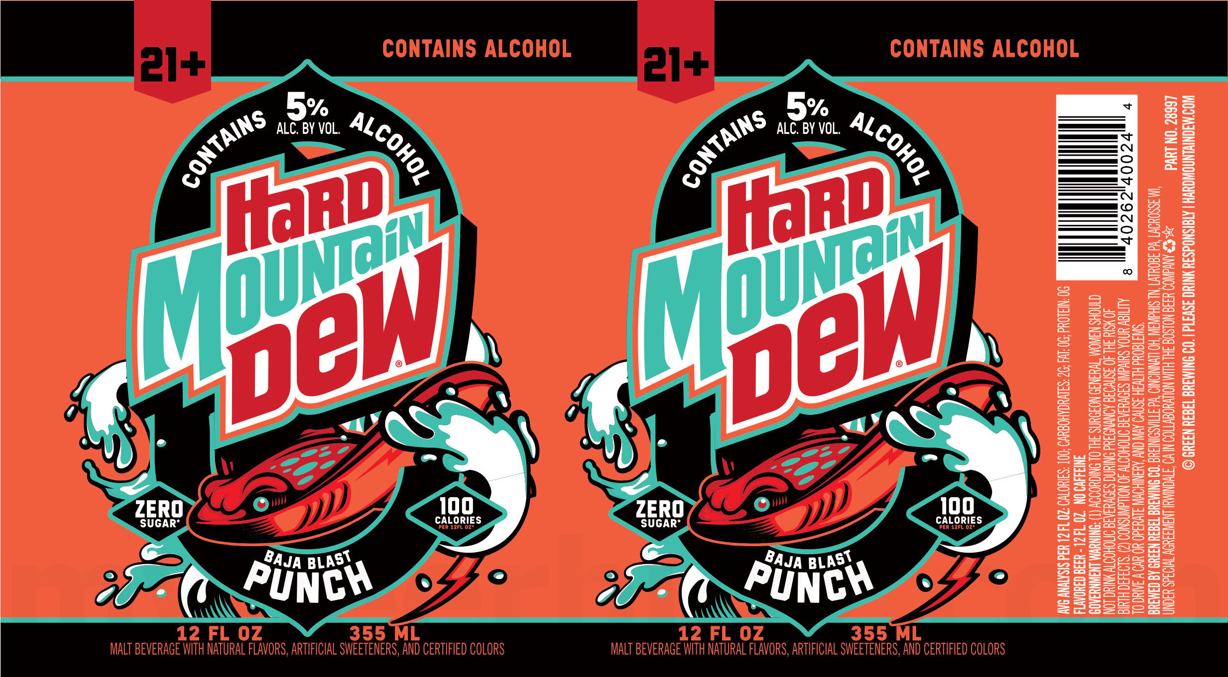 2026 Hard Mountain Dew Baja Blast Punch 12-oz Cans