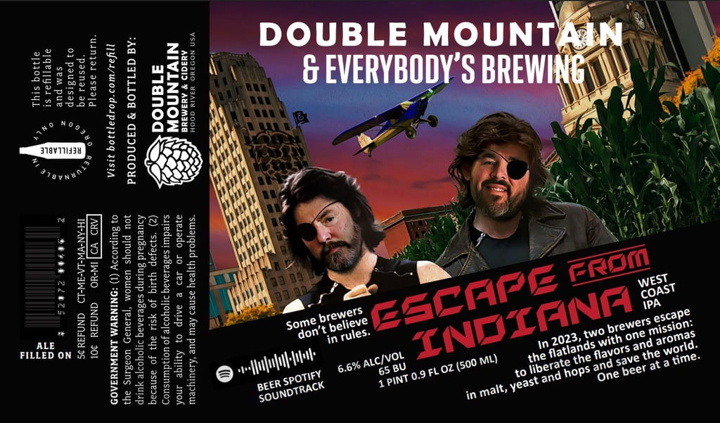 2025 DOuble Mountain Everybody's brewing Escape From Indiana 500ml Bottles.