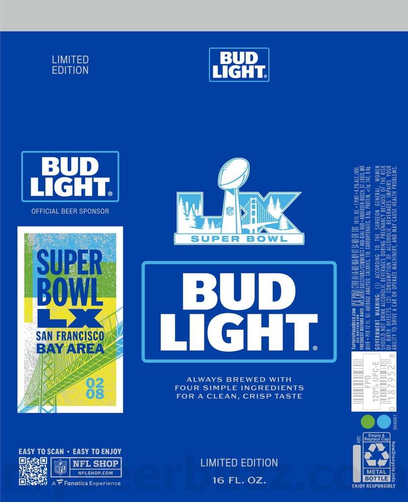 2025 Bud Light Super Bowl LX 16oz Cans