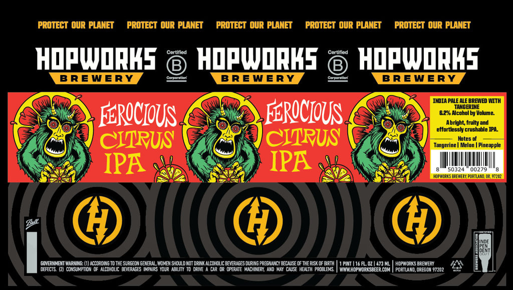 2026 Hopworks Ferocious Citrus IPA 16-oz Cans