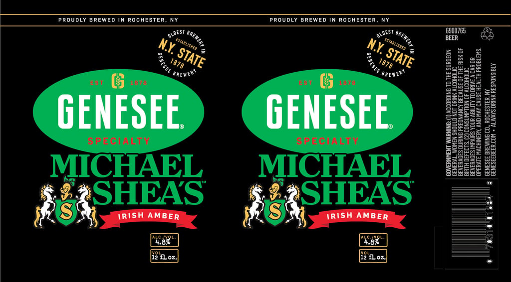 Genesee Adding Black Cherry Vanilla Kellerbier, Crammin' Cranberry-Apple Ale, Black Lager, Michael Shea's & Summer Brew 7 2026 Genesee Michael Shea's 12-oz Cans