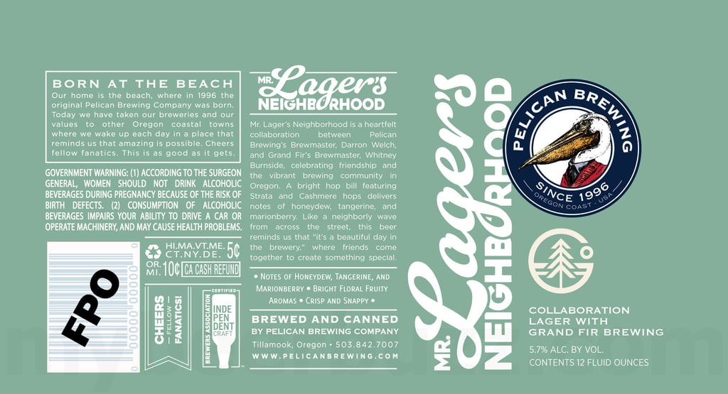 2025 Pelican brewing Mr. Lager's Neighborhood 12-oz Cans