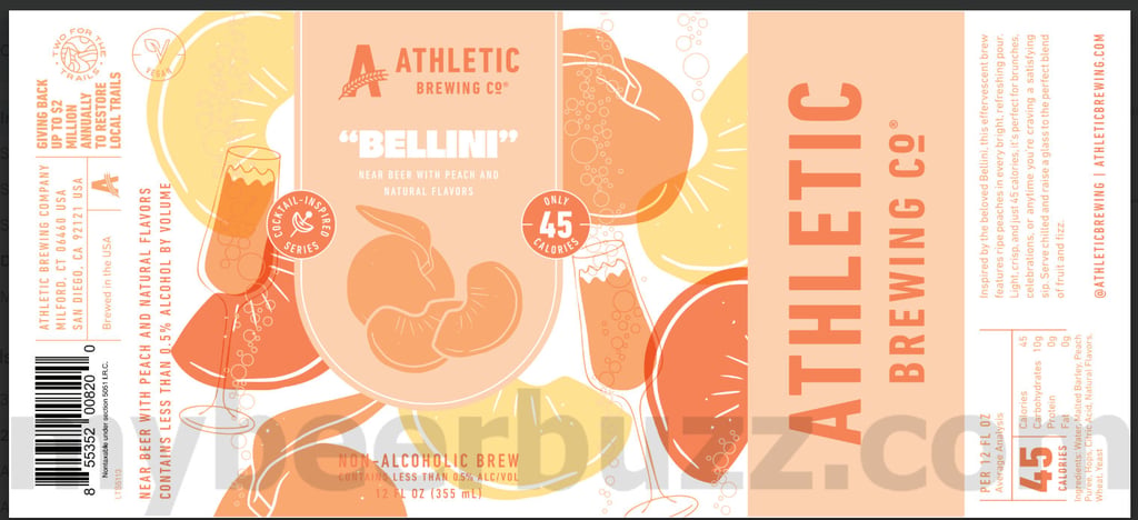 Athletic Brewing Bellini 12oz Cans.