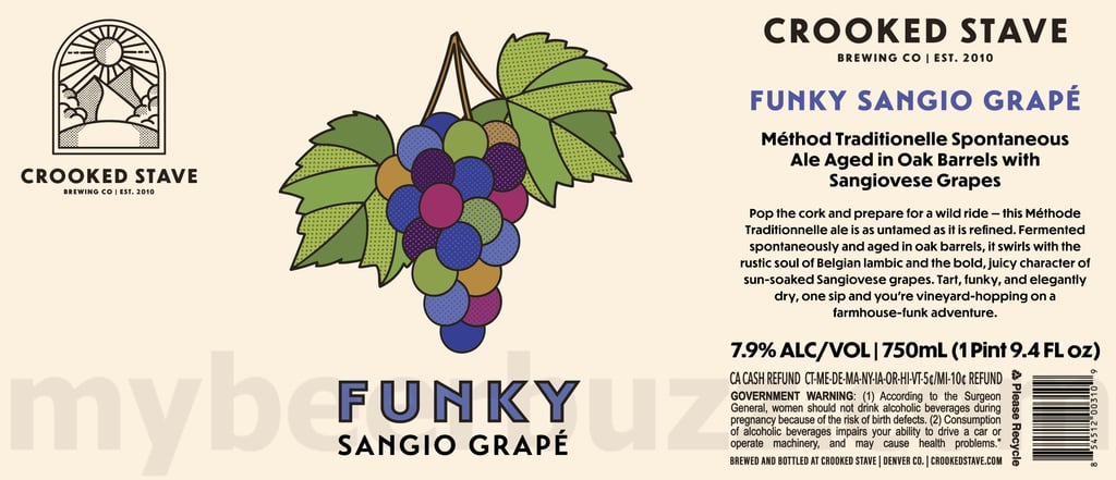 2025 Crooked Stave Funky Sangio Grape 750ml Bottles.