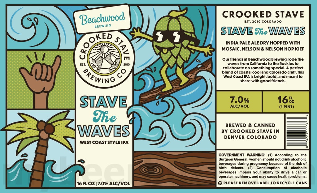 2025 Crooked Stave Stave The Waves Beachwood Brewing Collaboration 16oz cans.