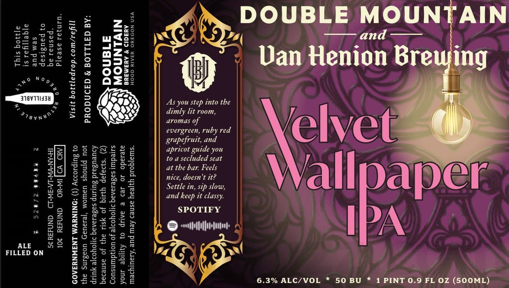 2025 Double Mountain Velvet Wallpaper IPA 500ml Bottles.