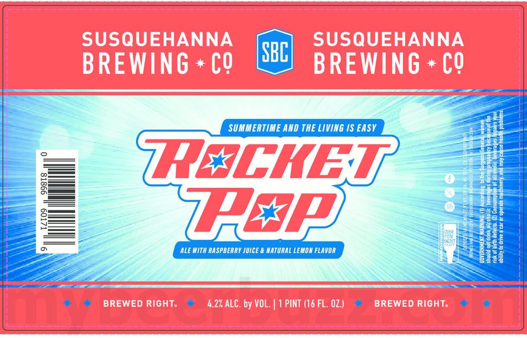 2025 Susquehanna Brewing Rocket Pop 16oz cans