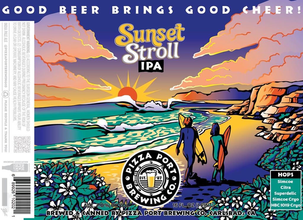 2025 Pizza Port Brewing Sunset Stroll IPA 16-oz Cans