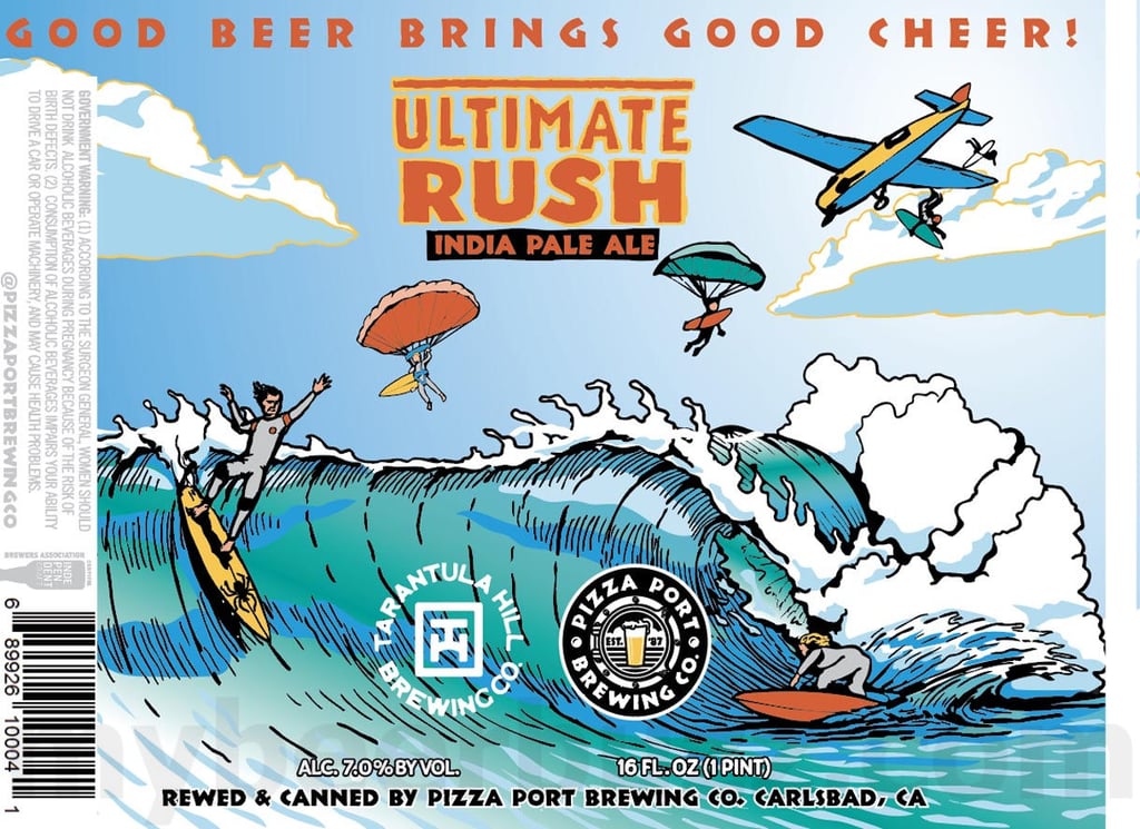 2025 Pizza Port Brewing Ultimate RUsh IPA Tarantula Hill Brewing Collaboration 16oz Cans.