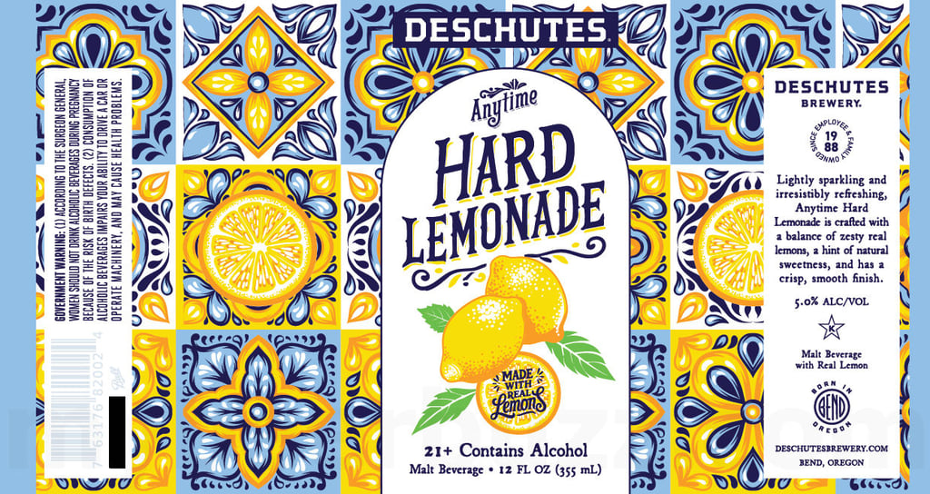 2025 Deschutes Anytime Hard Lemonade 12oz Cans.