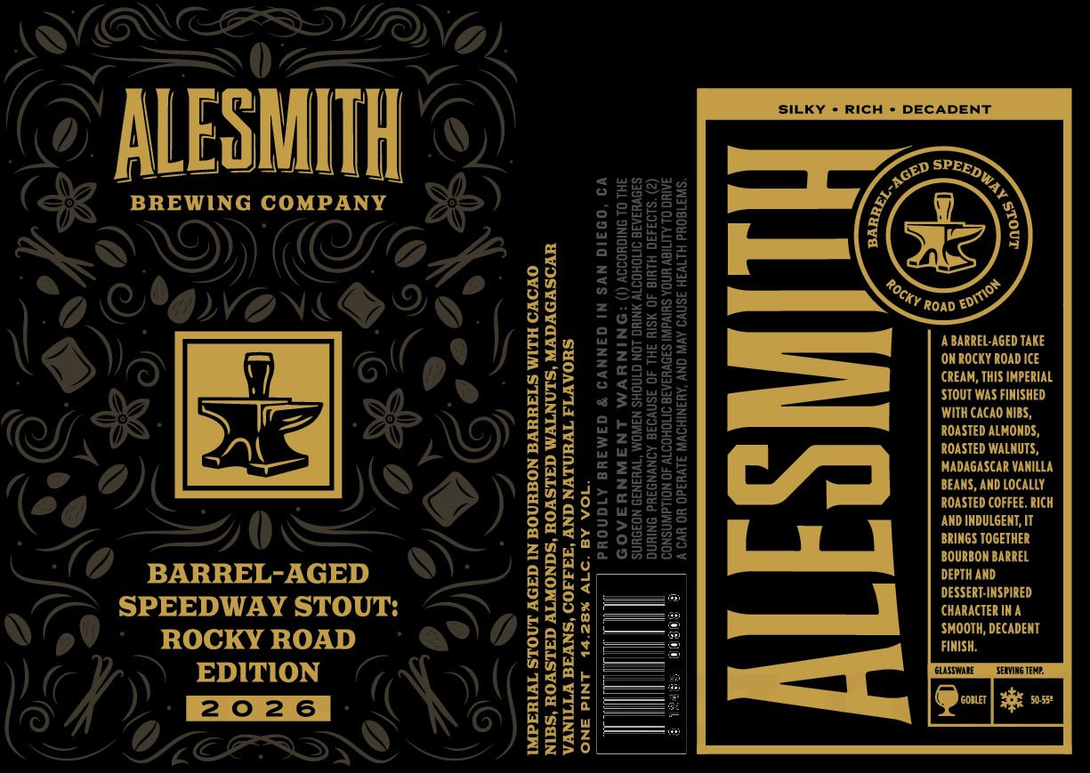 AleSmith Speedway Grand Prix Mixed 4-Packs Available Now Online 10 AleSmith Barrel-Aged Speedway Stout Rocky Road Edition 2026 16-oz Cans